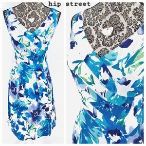 CHAPS Sleeveless Asymmetric Bands Stretch Cotton Fit & Flare Dress 14